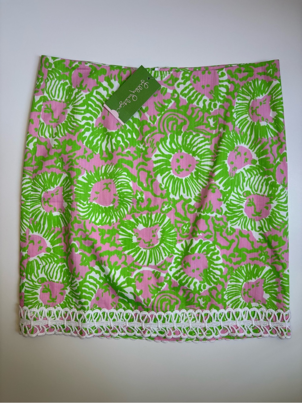 Lilly Pulitzer Pink and Green Lion Skirt